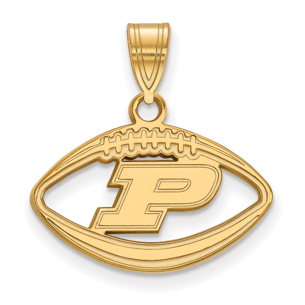 Beautiful Sterling Silver w/GP LogoArt Purdue Pendant in Football