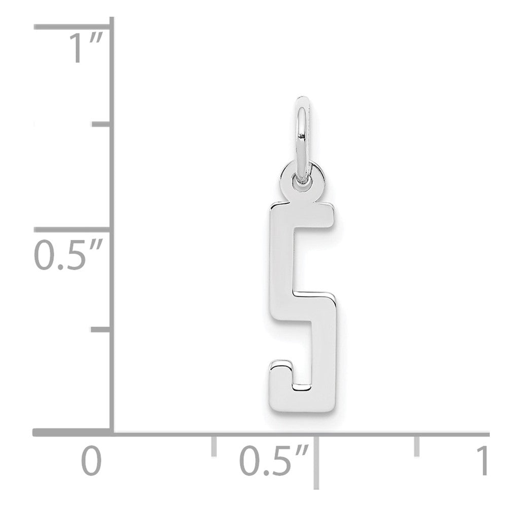 Sterling Silver/Rhodium-plated Elongated Polished Number 5 Charm