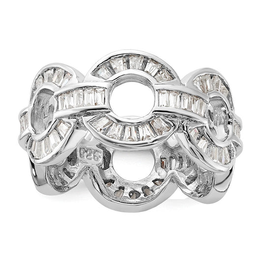 Sterling Silver Polished Fancy CZ Circle Link Ring