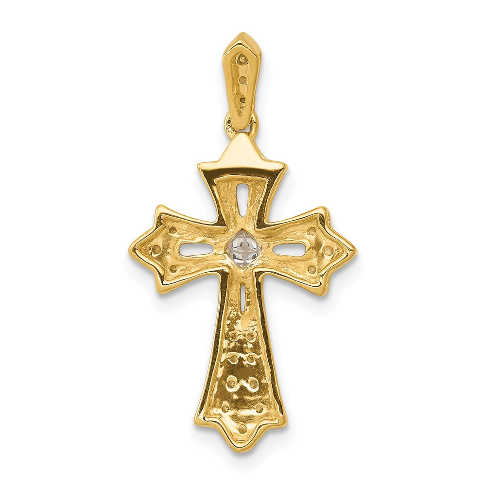 14k  1/6ct. Diamond Fleur de Lis Cross Pendant