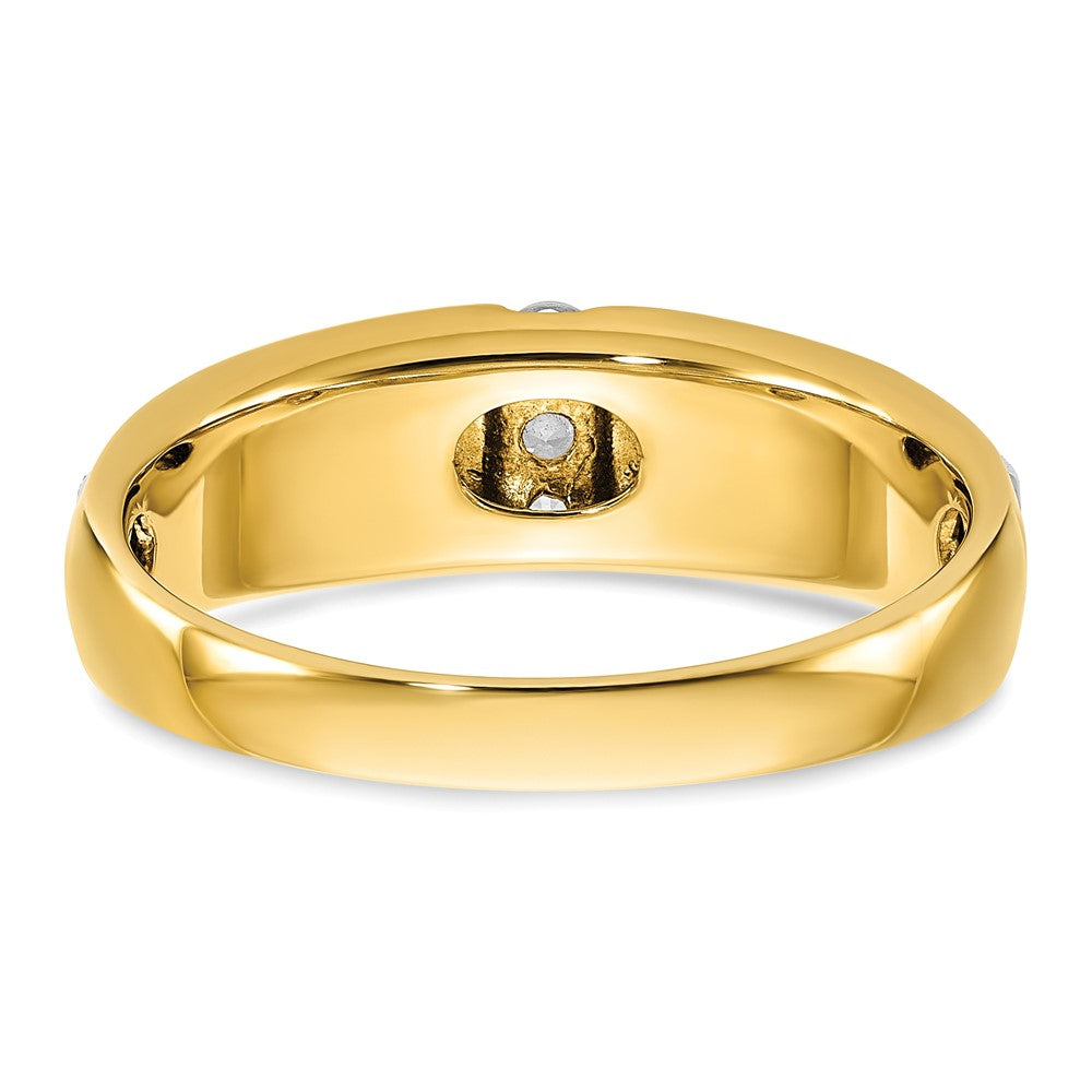 IBGoodman 14k Two Tone 1/8 carat Lab Grown Diamond VS/SI+ G+ Complete Polished and Satin Men's Three Stone Ring