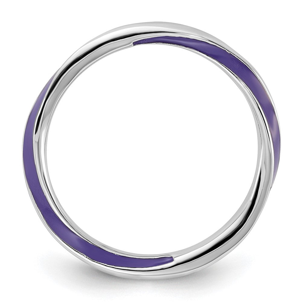 Sterling Silver Stackable Expressions Twisted Purple Enameled Ring Size -10
