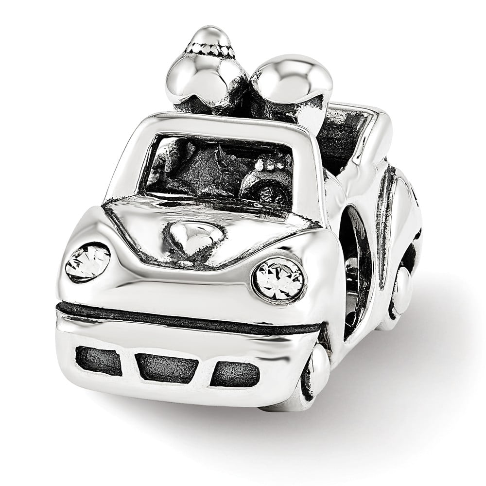 Sterling Silver Reflections Crystals Just Married Car Bead