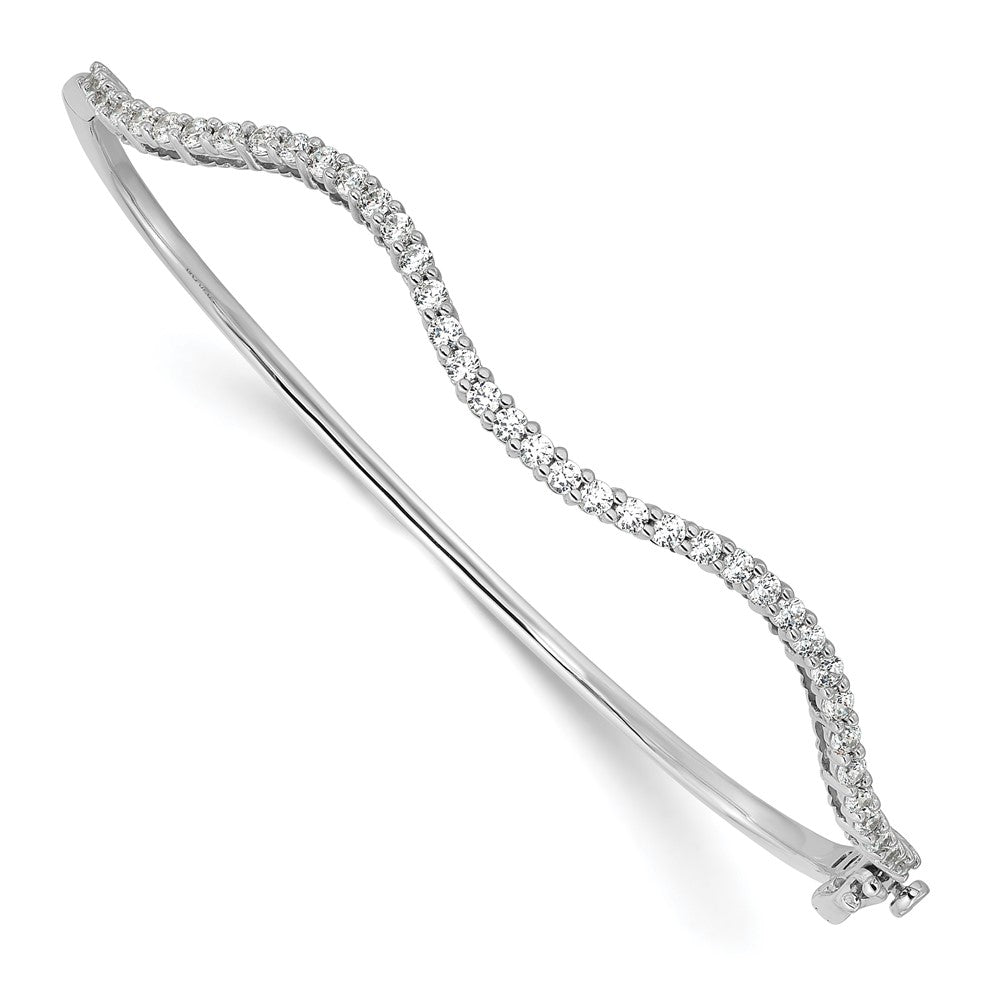 True Origin 14K White Gold 1 carat Lab Grown Diamond VS+ F+ 6.75 in Complete Wavy Bangle