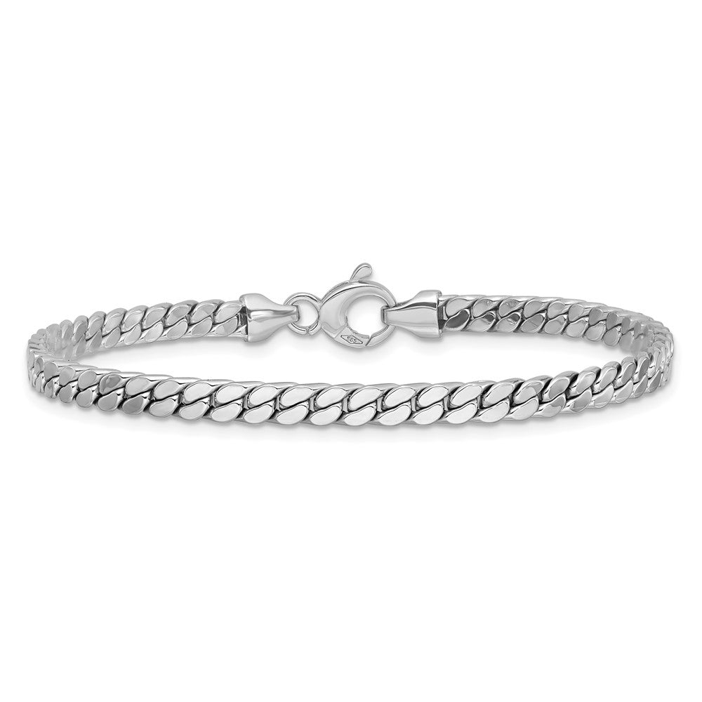 14K White Gold Polished Fancy Curb Link Bracelet 7.75  inches
