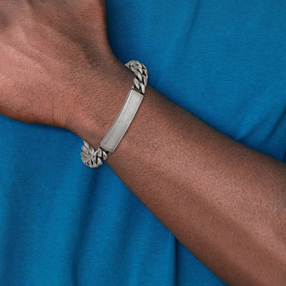 Chisel Stainless Steel Antiqued and Brushed 10mm 8.5 inch ID Bracelet 8.5 inches