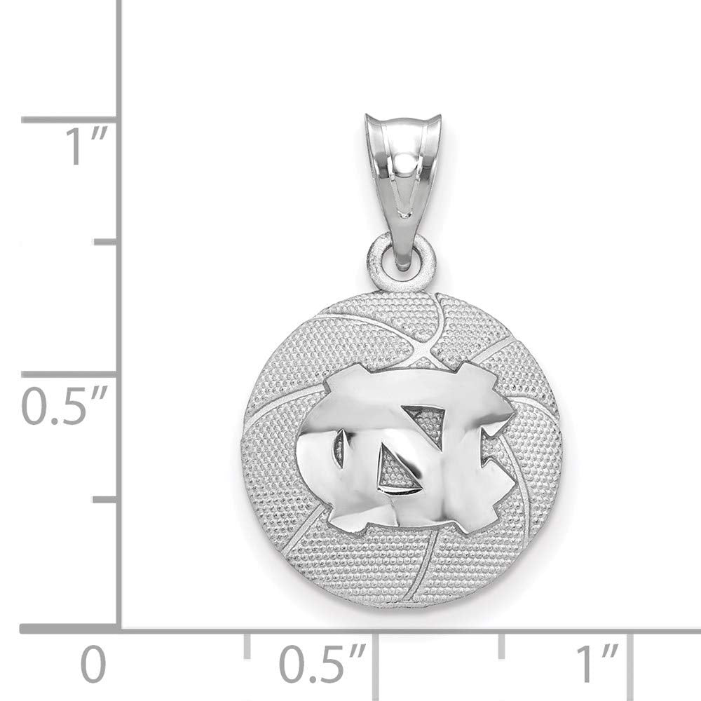 Sterling Silver Rhodium-plated LogoArt University of North Carolina N-C Basketball Pendant QSS507UNC