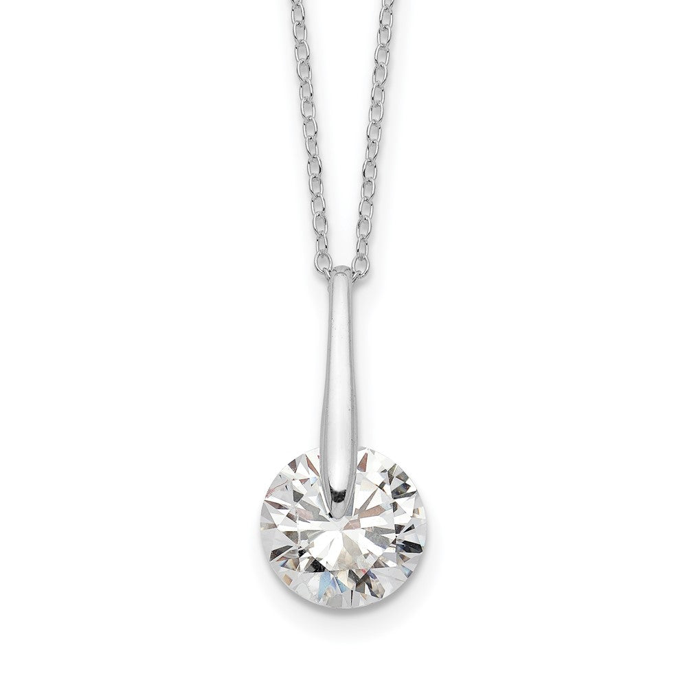 Sterling Silver Rhodium-plated Polished CZ Fancy 16in Plus 2in ext Necklace 16 Inches