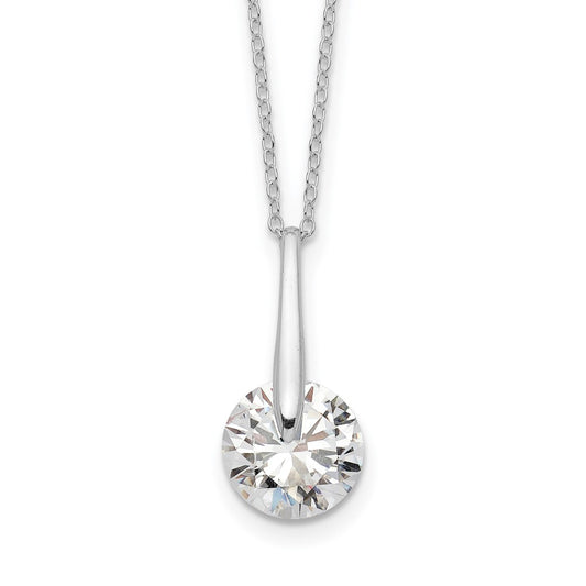 Sterling Silver Rhodium-plated Polished CZ Fancy 16in Plus 2in ext Necklace 16 Inches