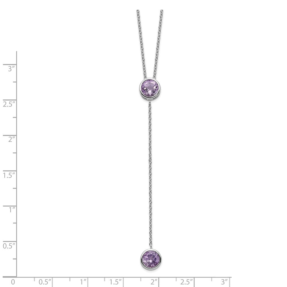 Sterling Silver Rhodium-plated Amethyst w/ 2in ext. Y-Necklace 16 Inches