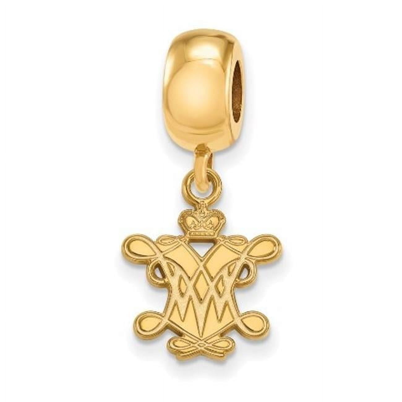 Sterling Silver Gold-plated LogoArt College of William and Mary Small Dangle Bead Charm