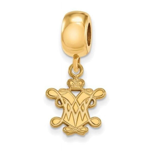 Sterling Silver Gold-plated LogoArt College of William and Mary Small Dangle Bead Charm
