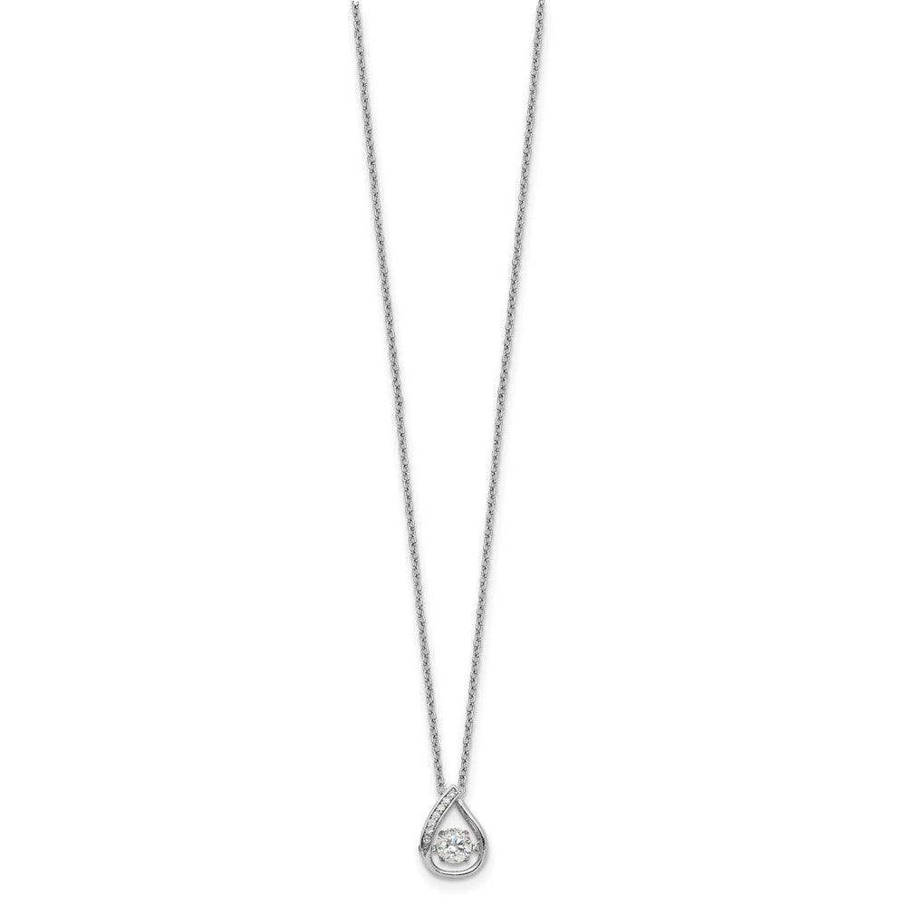 Cheryl M Sterling Silver Rhodium-plated Brilliant-cut Vibrant CZ Teardrop 18 Inch Necklace 18 Inches