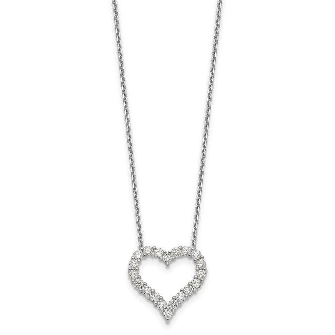 14k White Gold 1.5 carat Diamond Heart 18 inch Necklace
