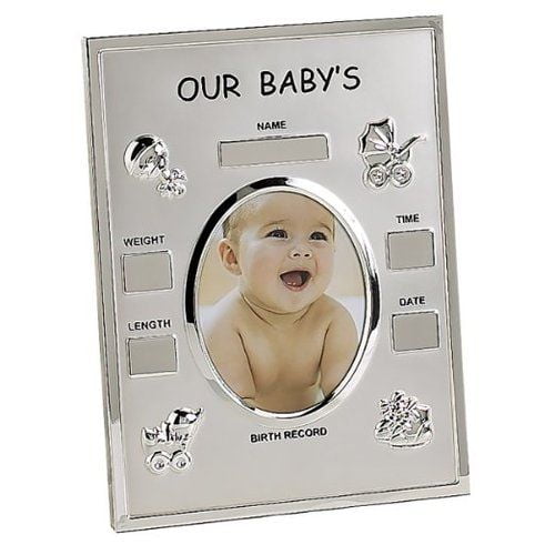 Silver-tone OUR BABY'S BIRTH RECORD 3.5x4.5 Photo Frame QGM1885