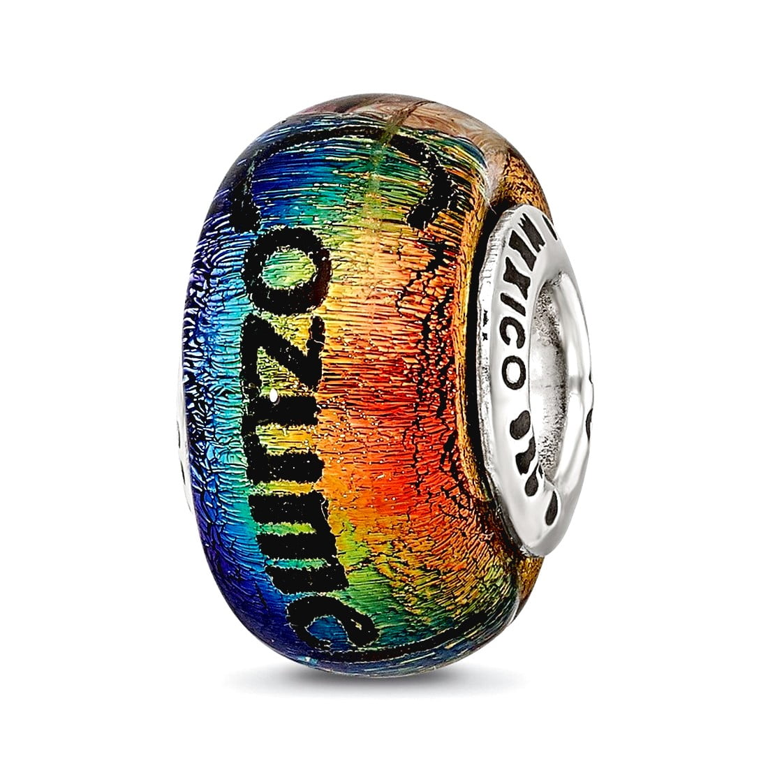 Sterling Silver Reflections Cozumel Orange Dichroic Glass Bead
