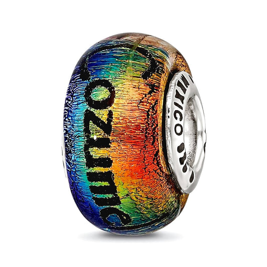 Sterling Silver Reflections Cozumel Orange Dichroic Glass Bead