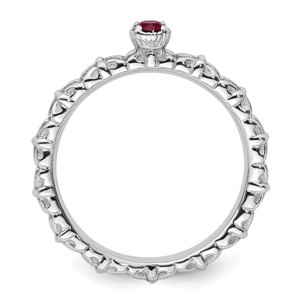 Sterling Silver Stackable Expressions Created Ruby Single Stone Ring Size -9