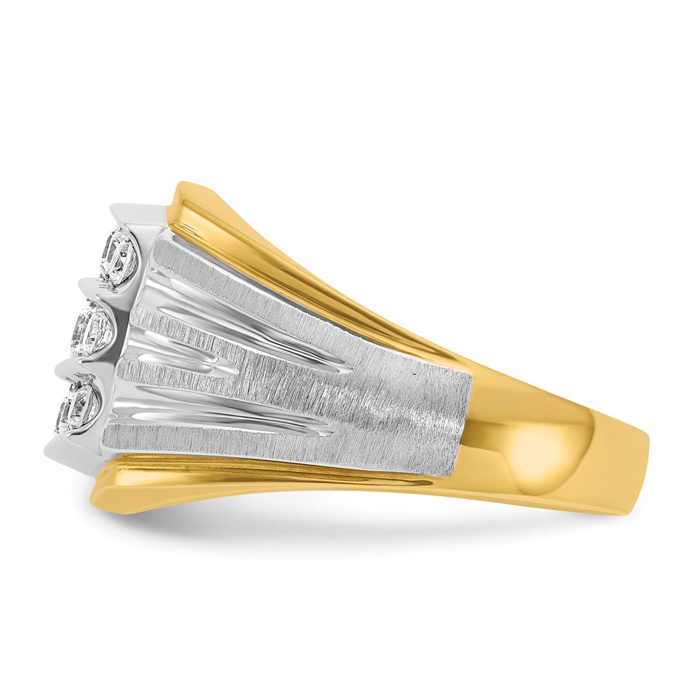 IBGoodman 14k Two Tone 1 carat Lab Grown Diamond VS/SI+ G+ Complete Men's Polished and Satin Cluster Ring