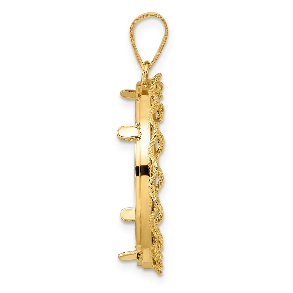 14k Polished Rope with 22.0mm Prong Coin Bezel Pendant