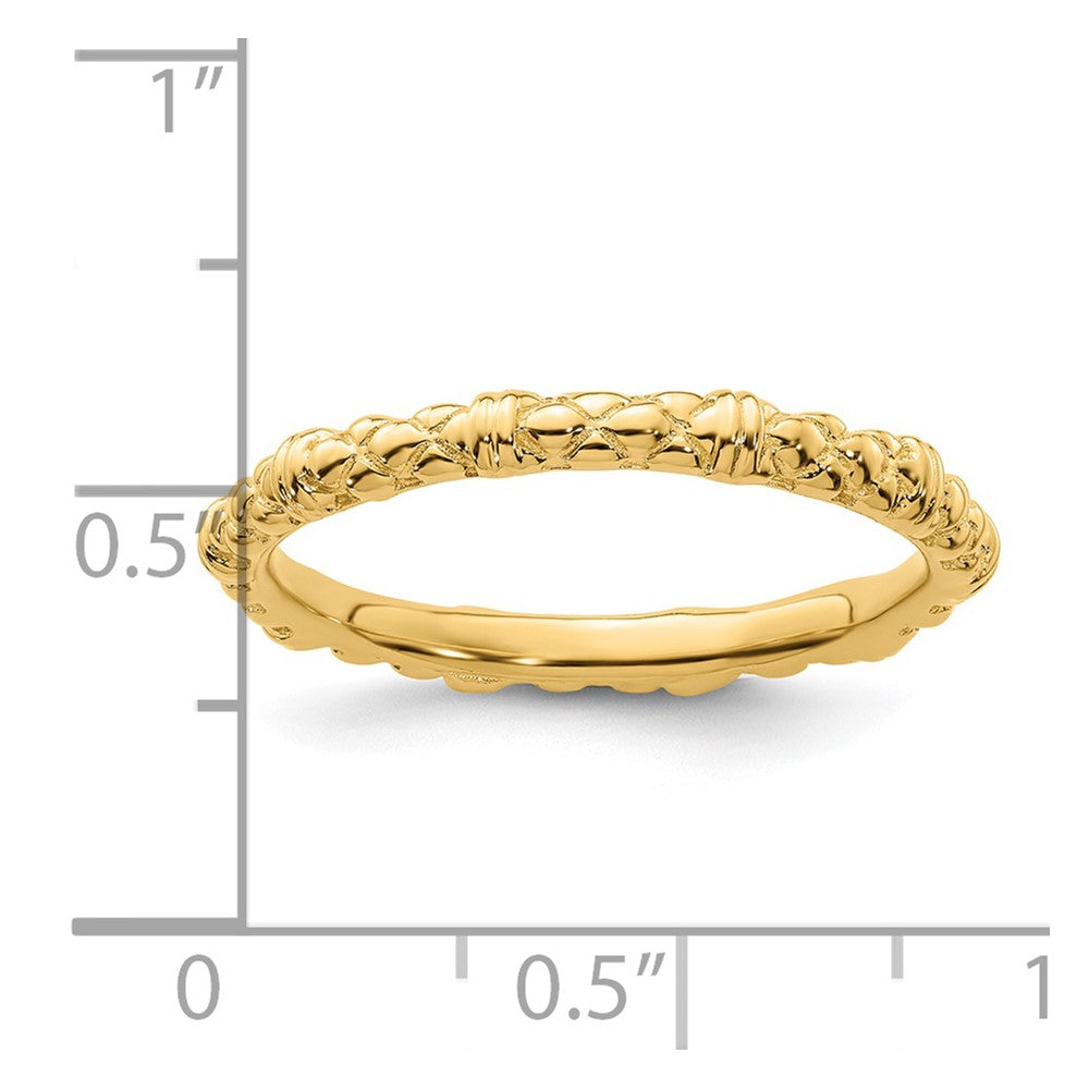 Sterling Silver Stackable Expressions Gold-plated Cable Ring Size -6