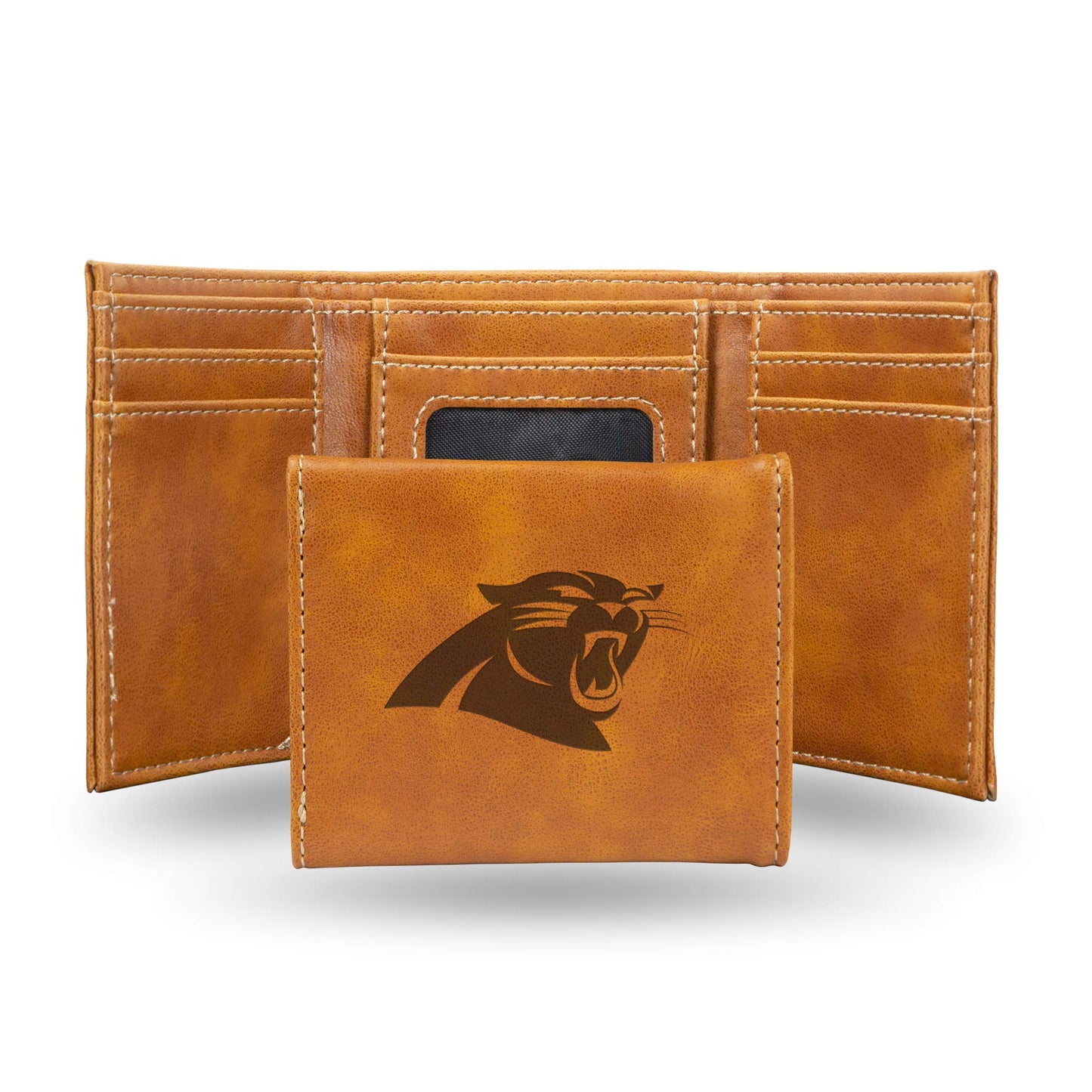 Football Rico Industries Carolina  Brown Laser Engraved Trifold Laser Engraved Tri-Fold Wallet - Men's Accessory