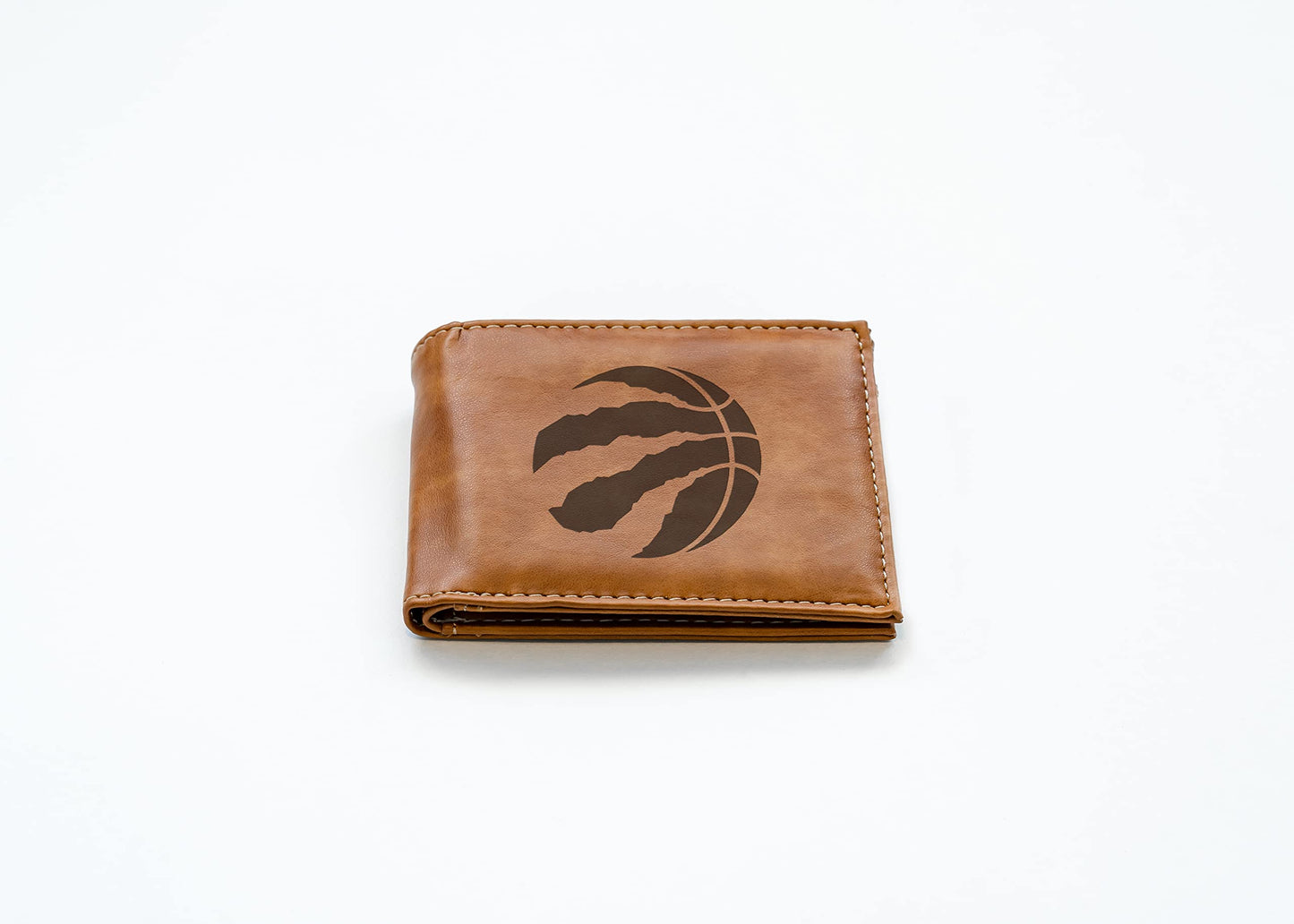 NBA Toronto Raptors Brown Faux Leather Bi-fold Wallet with 4 Card Slots and Flip-up ID Window QGC7247