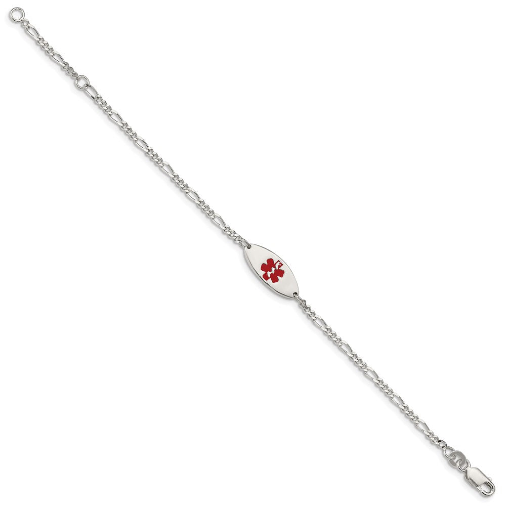 Sterling Silver Rhodium-plated Enamel Medical Jewelry Bracelet 7 inches