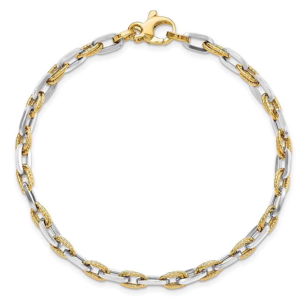 14K Two-tone Polished D/C Bracelet 7.5  inches