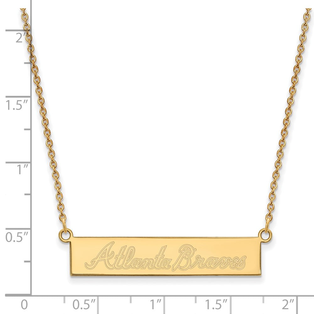 Sterling Silver Gold-plated Atlanta Braves Team Script Bar 18 inch Necklace