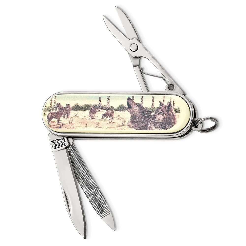 Barlow Designs Color Wolf Portrait Multifunction Pocket Knife