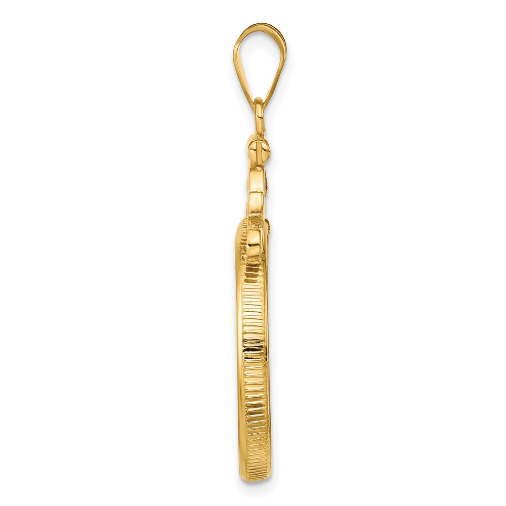 Wideband Distinguished Coin Jewelry 14k Polished French Scroll 22.0mm x 1.9mm Screw Top Coin Bezel Pendant
