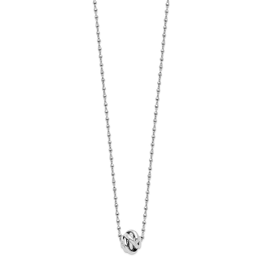 Sterling Silver Rhodium-plated Polished Love Knot D/C Chain Necklace 18 Inches