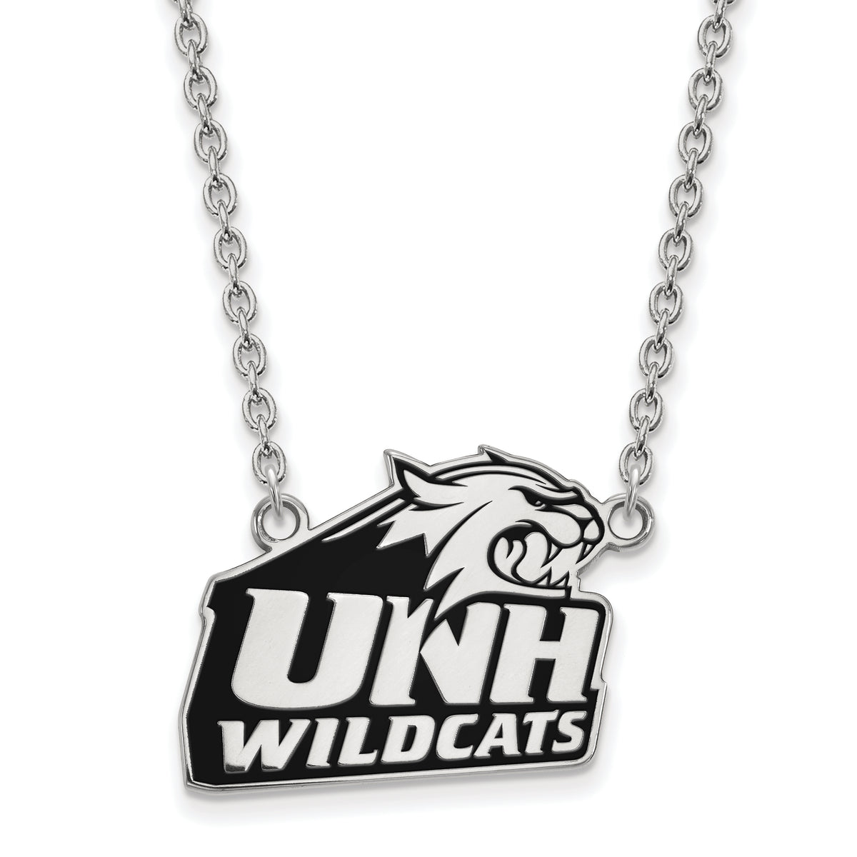 Sterling Silver Official Licensed Collegiate 18in University of New Hampshire (UNH) Large Enamel Pendant w/Necklace