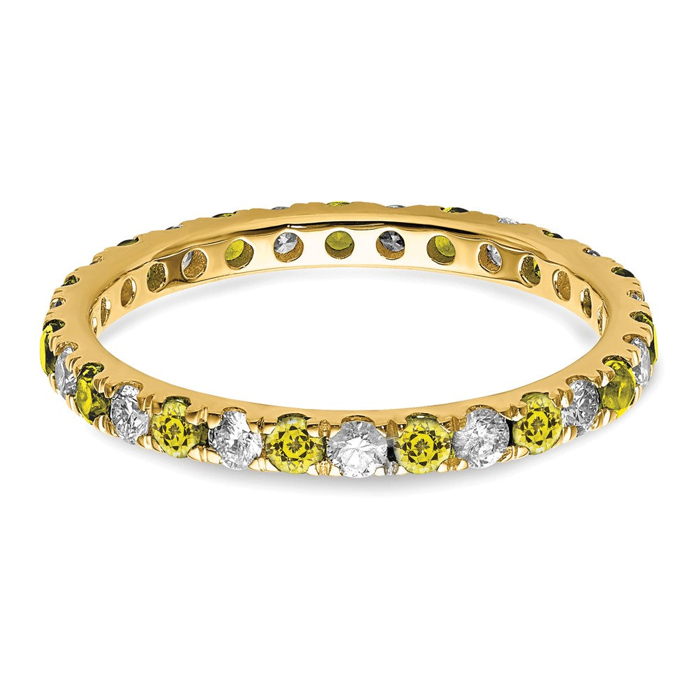 14k 1/2 carat Lab Grown Diamond VS/SI+ G+ and Lab Created Yellow Sapphire Size 9 Eternity Band