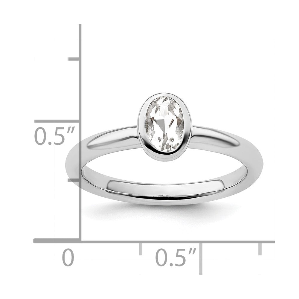 Sterling Silver Stackable Expressions Oval White Topaz Ring Size -7