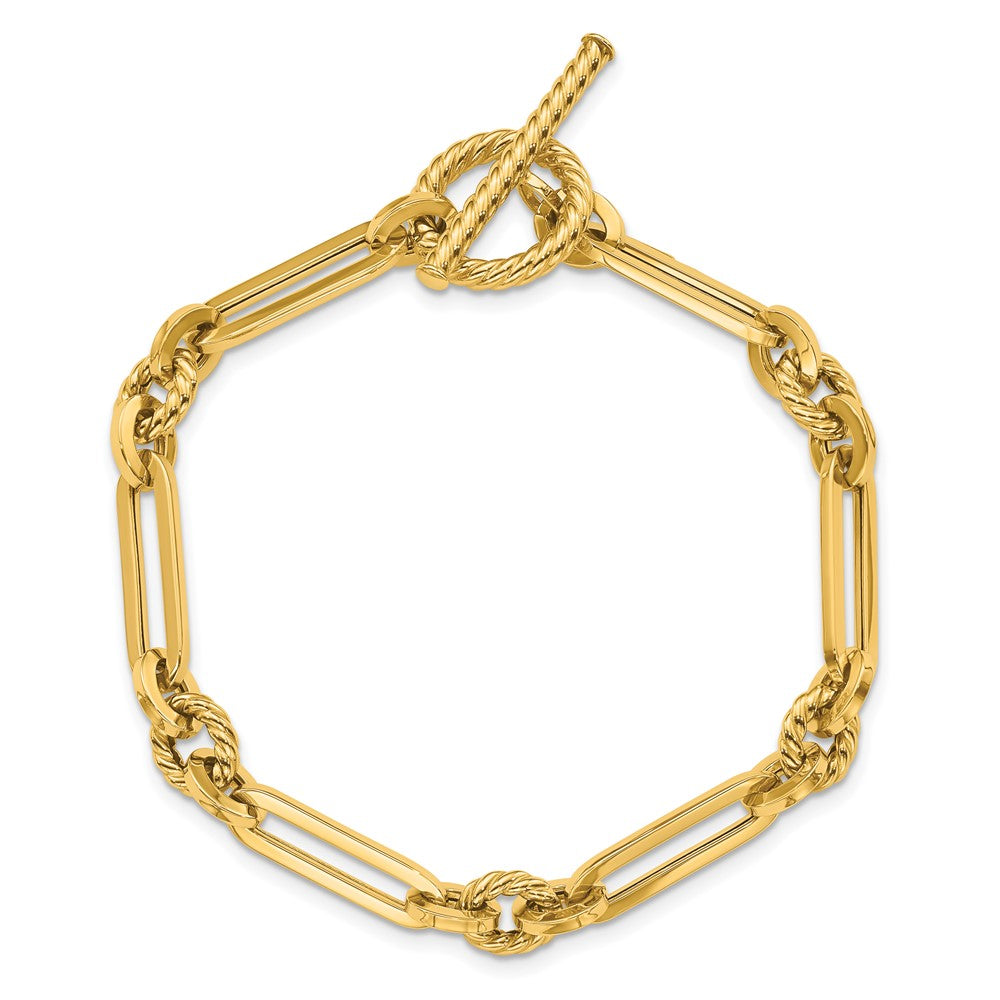 14K Polished Fancy Link Toggle Bracelet 7.5  inches