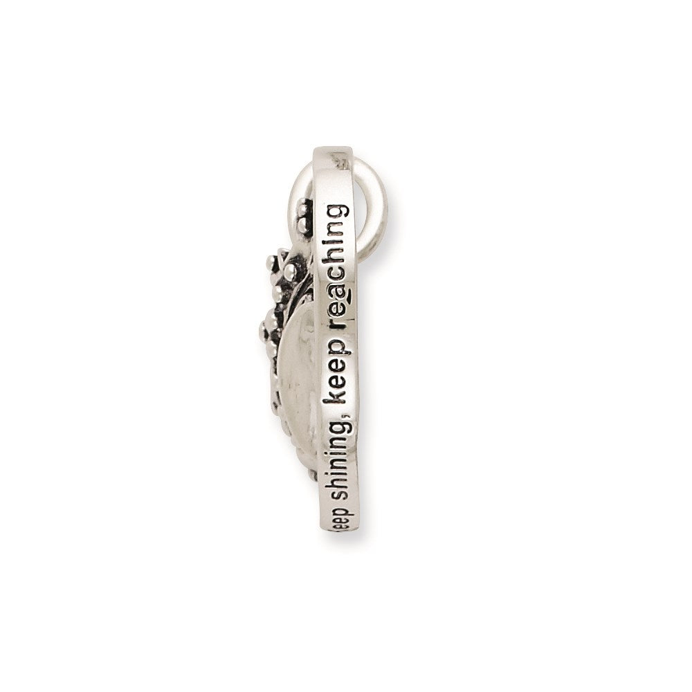 Sentimental Expressions Sterling Silver Polished & Antiqued Keep Shining, Keep Reaching Crown Necklace