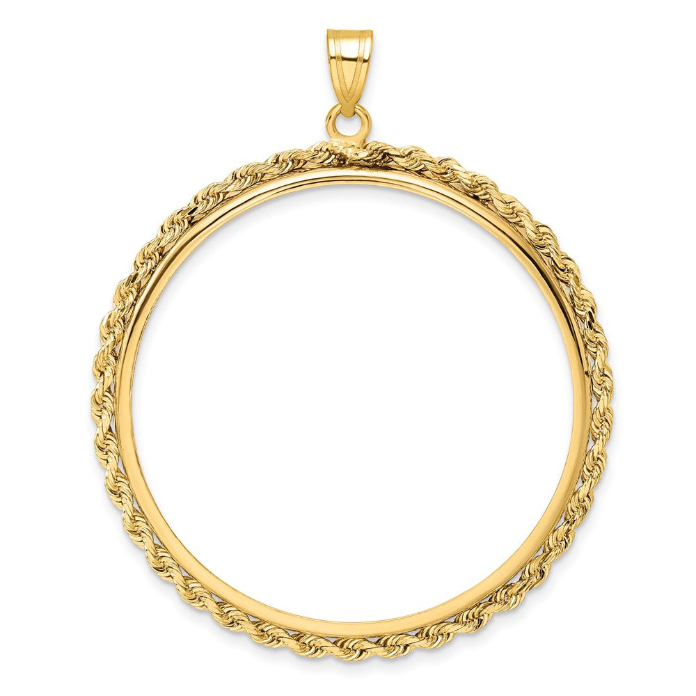 Wideband Distinguished Coin Jewelry 14k Polished Rope 37.0mm Prong Coin Bezel Pendant