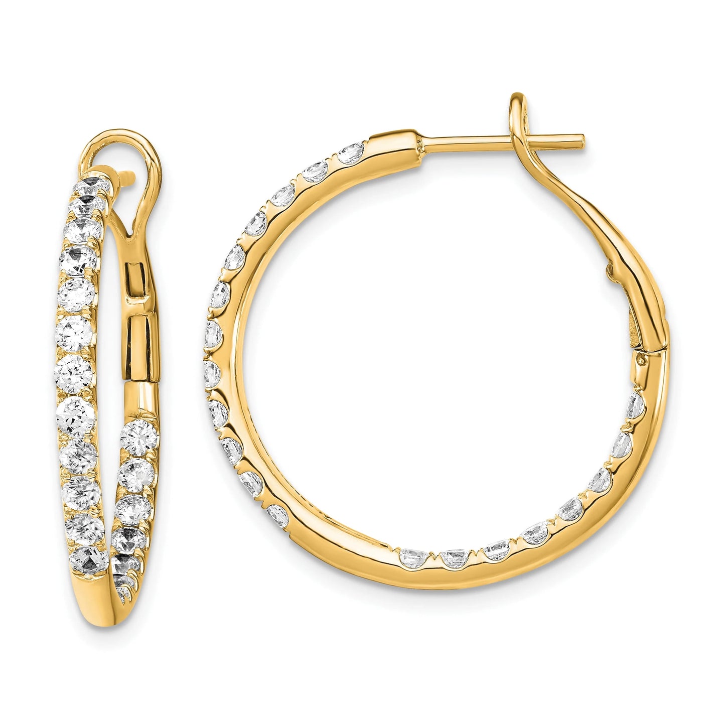 Primal Gold 14 Karat Yellow Gold Lab Grown Diamond SI1/SI2, G H I, In and Out Hoop Earrings