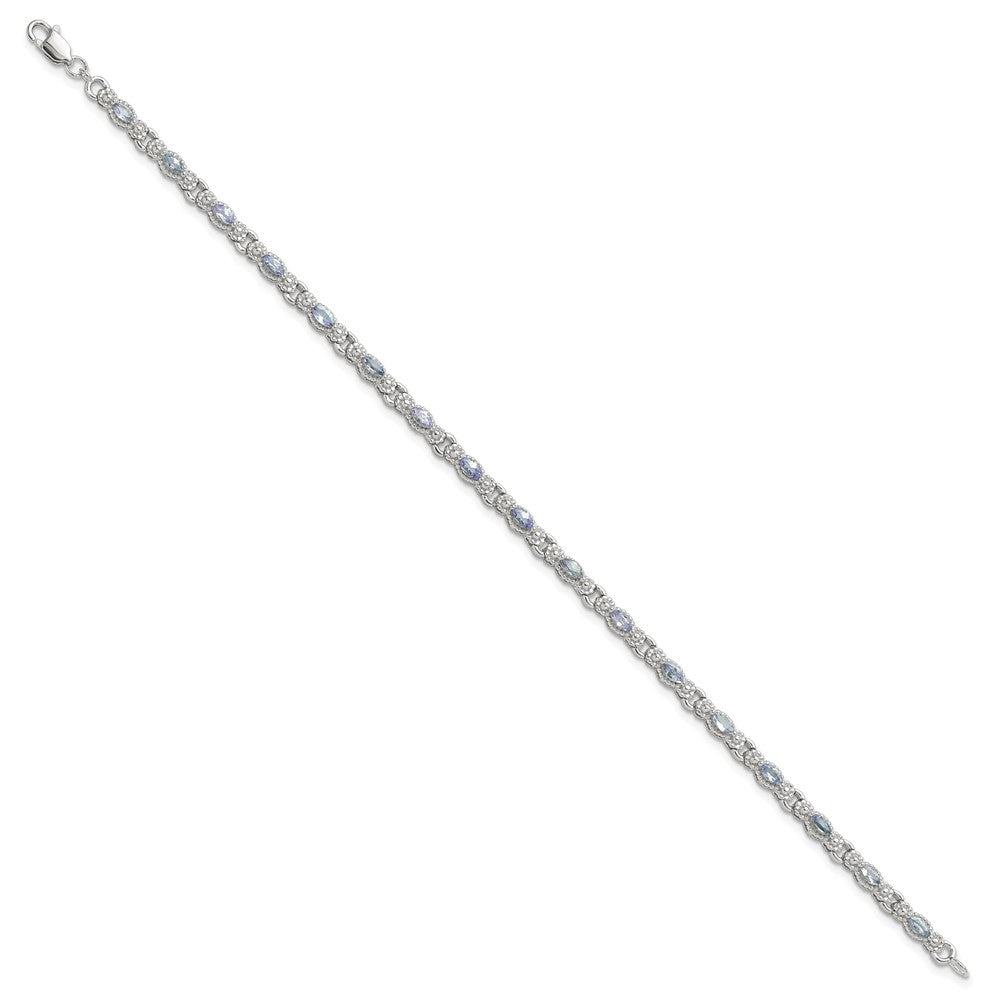 Sterling Silver Rhodium-plated Polished Tanzanite 7.5 inch Bracelet 7.5 inches