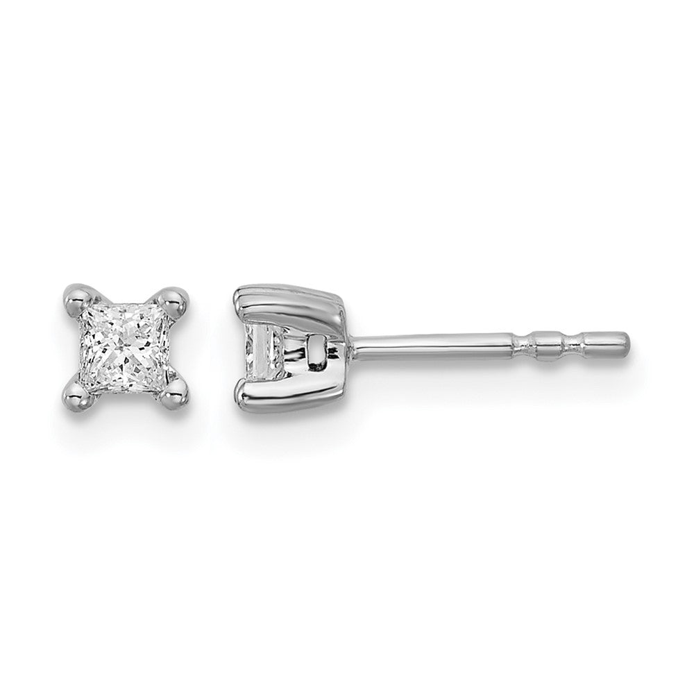 14K White Gold 1/3 Carat Lab Grown Diamond VS/SI+ G+ Princess 4-Prong Complete Stud Earrings