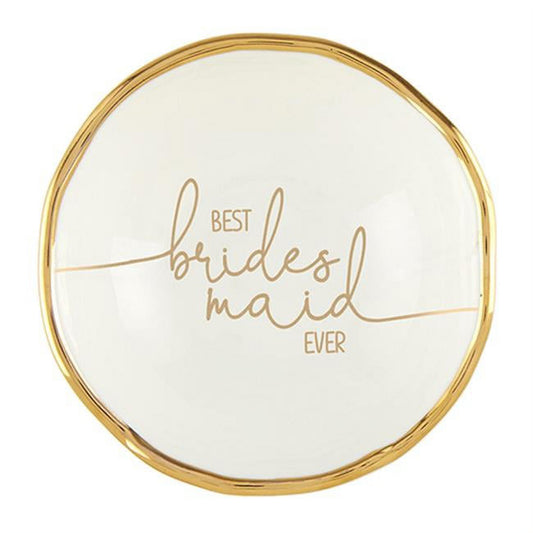 Best Bridesmaid Ever Gold Foil 3 x 3 Ceramic Decorative Tabletop Jewelry Trinket Tray Dish