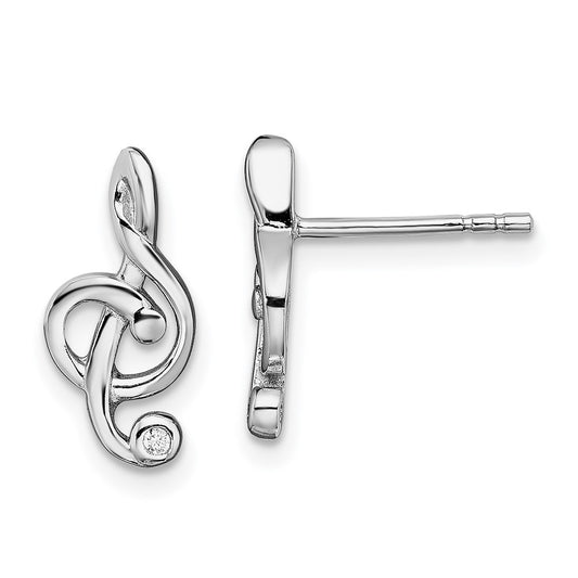 Sterling Silver Rhodium-plated CZ Fancy Post Earrings