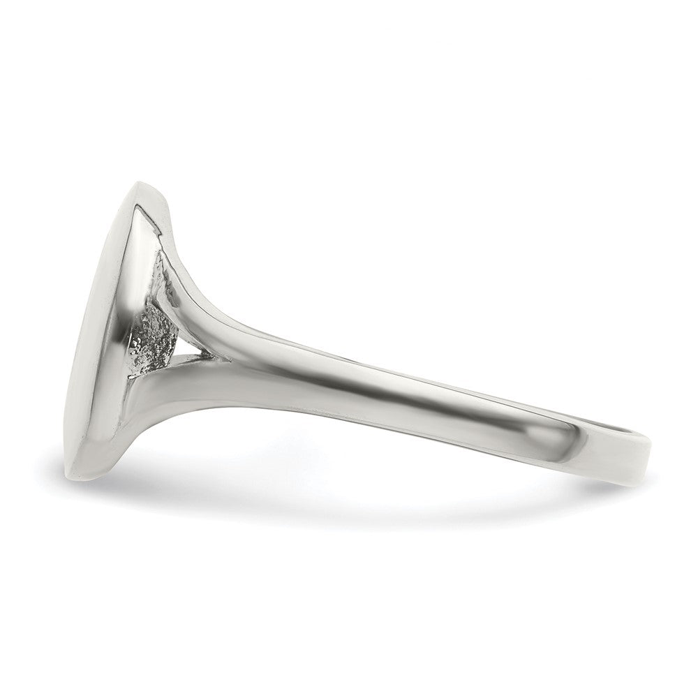Stainless Steel Polished Oval Disc Ring Size - 8