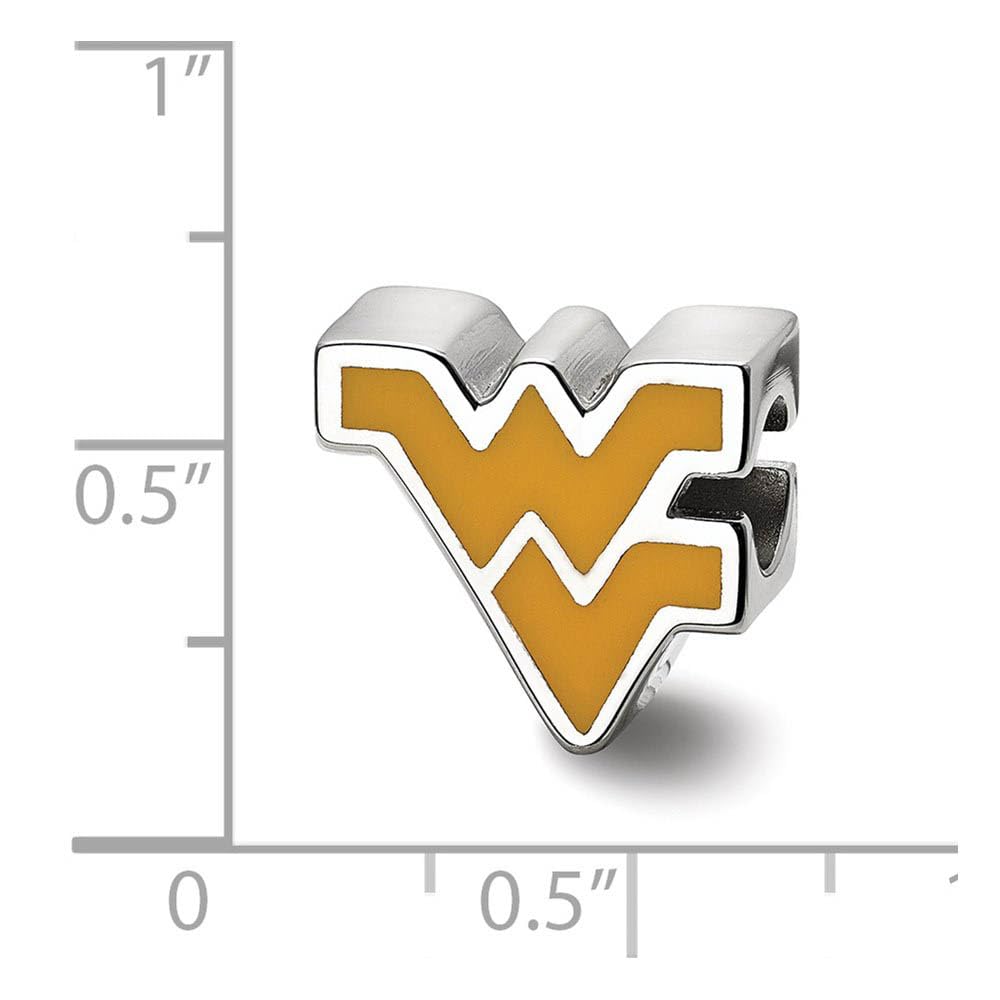 Sterling Silver West Virginia University WV Enameled Bead Charm