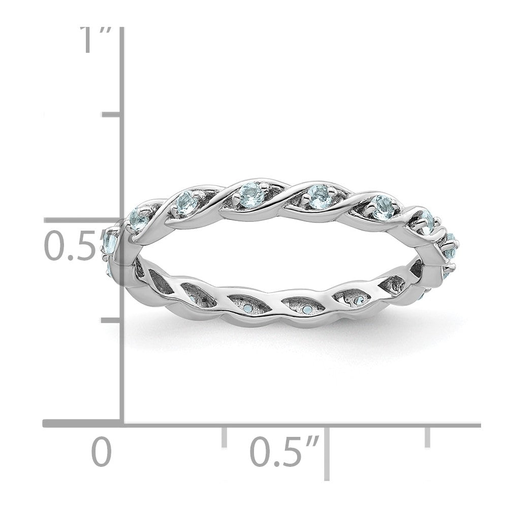 Sterling Silver Stackable Expressions Aquamarine Ring Size -6