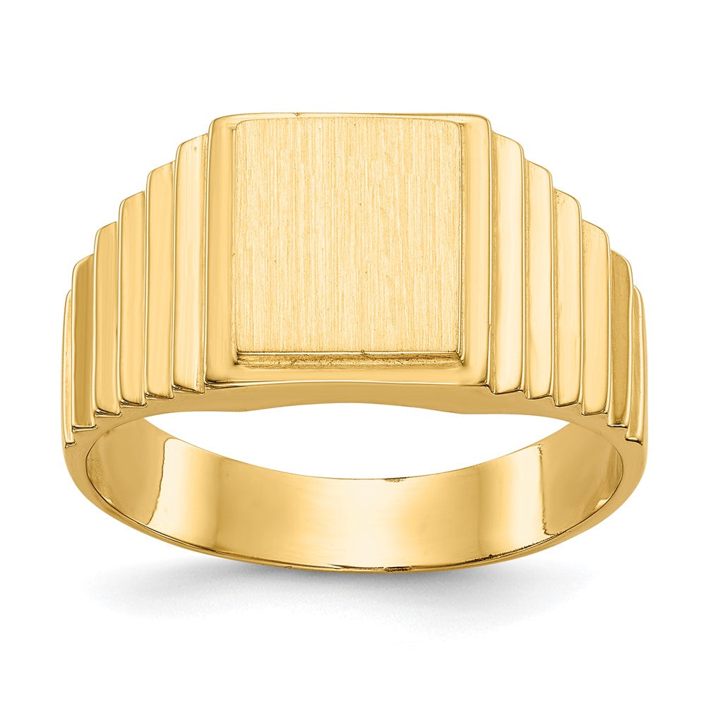 14k 10.0x8.5mm Open Back Men's Signet Ring Size 10