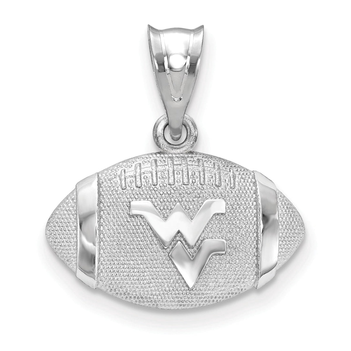 Sterling Silver Rhodium-plated LogoArt West Virginia University W-V Football Pendant QSS506WVU