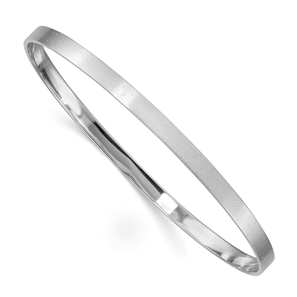 Sterling Silver Rhodium-plated 4.00mm Satin Slip-on Bangle 8 inches